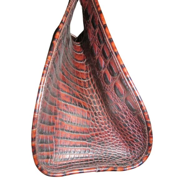 Brahmin Vintage Croc Embossed Pecan Melbourne Italian Leather Shoulder bag - Picture 7 of 14